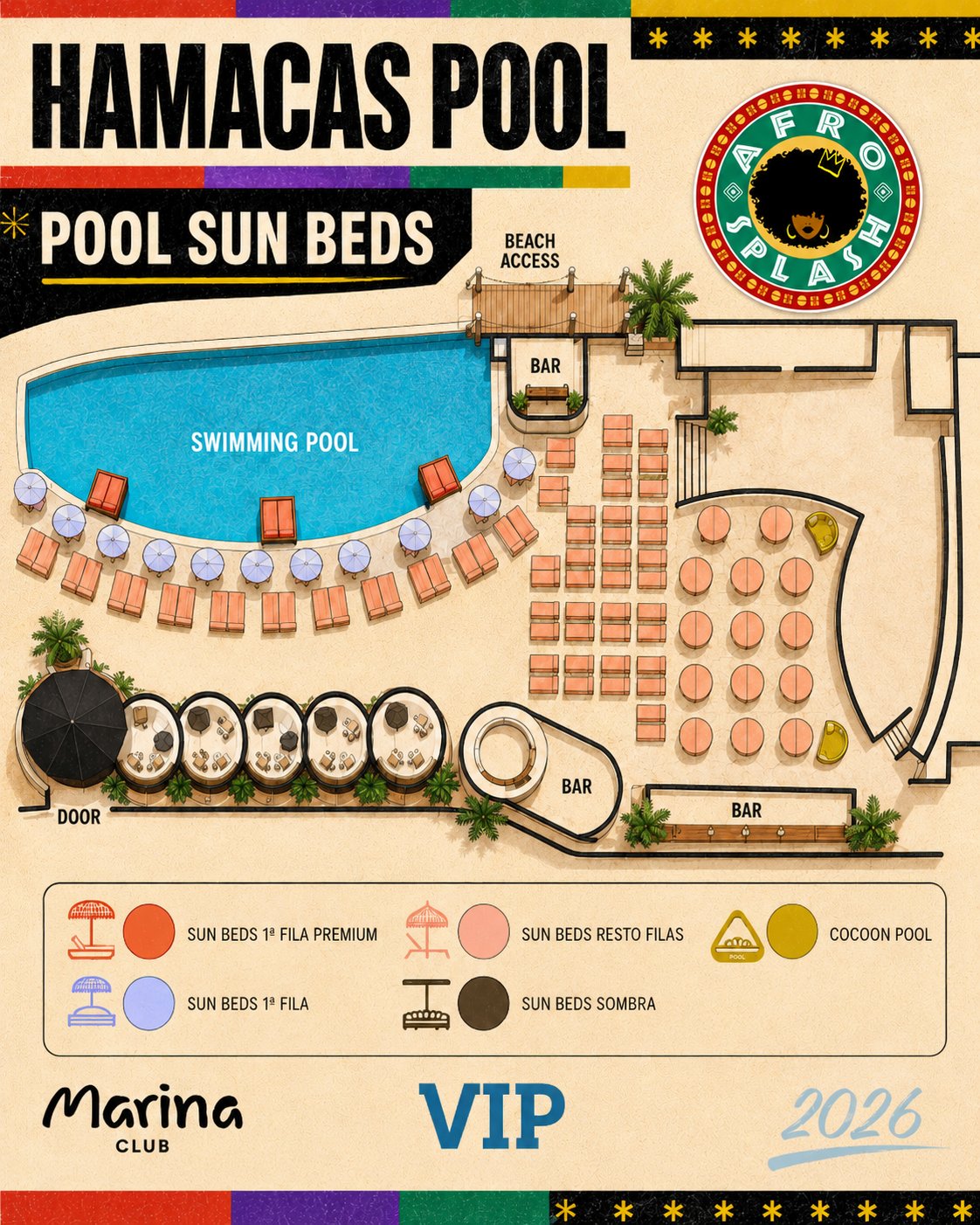 Mapa Hamacas Pool · Marina Beach Club
